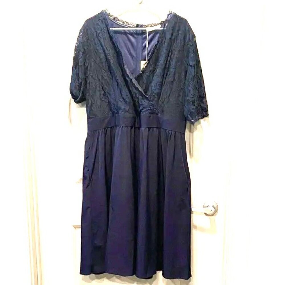 Plus Size Navy Lace Dress Midi Wrap V Neck Wedding Guest Cocktail Formal 20